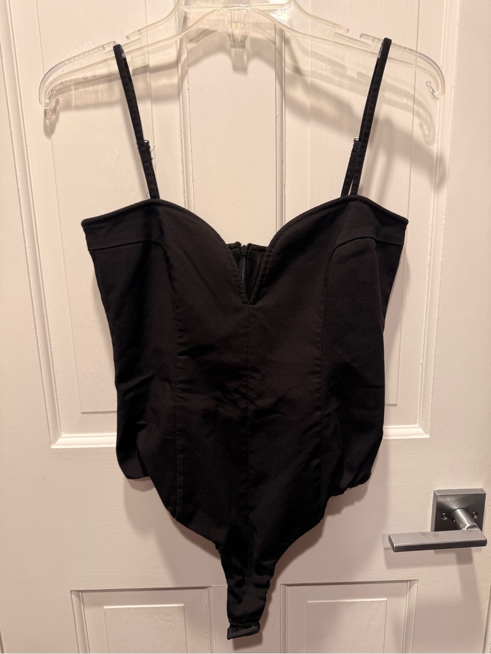 Black Strapless Bodysuit V Cut